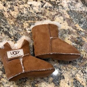 UGG Kids Chestnut Brown Suede Sheepskin Booties